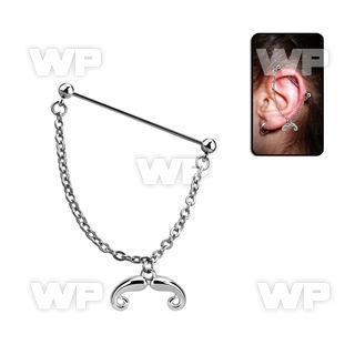 indsd5 steel industrial barbell w dangling french mustache