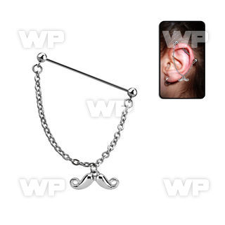 indsd7 steel industrial barbell w dangling mustache design