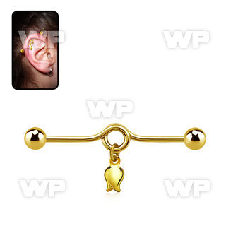 indtd16 anodized steel industrial loop barbell, 14g w tulip 