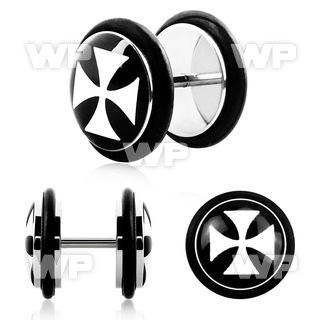 ipcrg surgical steel fake plug with iron cross logo o rings
