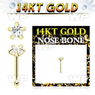 iu436e 14kt gold nose pin cubic zirconia star