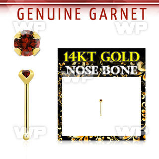 iu4iwk 14kt gold nose bone 2mm prong set genuine garnet stone nose piercing