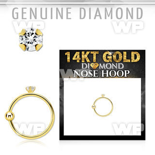 ix18 14kt gold nose ring claw set natural diamond