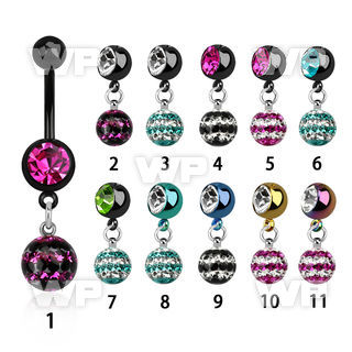j12dat1 ion plated steel belly ring l dangling 8mm ball ferido belly piercing