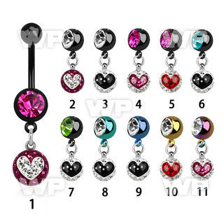 j12dat4 ion plated steel belly ring l dangling 8mm ball ferido belly piercing
