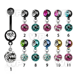 j12dat6 ion plated steel belly ring l dangling 8mm ball ferido belly piercing