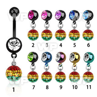j12data ion plated steel belly ring l dangling 8mm ball ferido belly piercing