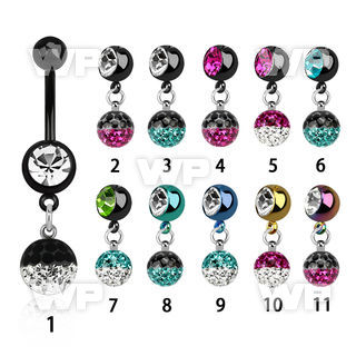 j12datw ion plated steel belly ring l dangling 8mm ball ferido belly piercing