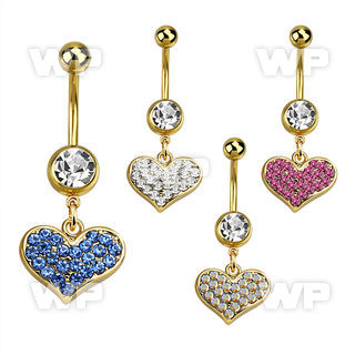 j12lps gold ion plated 316l steel belly ring upper 5mm plain bal belly piercing