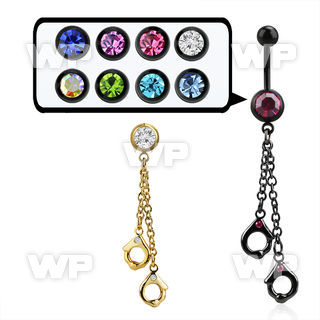 j12ysk ion plated steel belly ring l dangling ion plated h cuf belly piercing