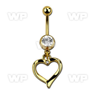 j12yyy ion plated steel belly ring l dangling heart shapesmall belly piercing