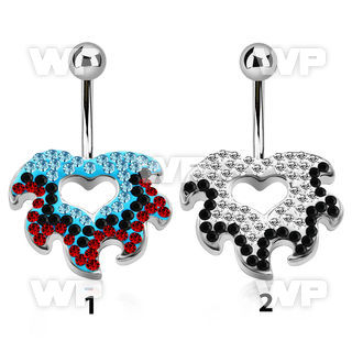 j610k0 steel belly ring flame design ferido glued multi crystal belly piercing
