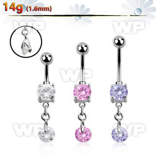 j61gzlk steel belly ring press fit double jewel ball dangling belly piercing