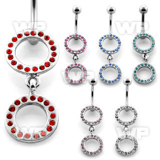 j61ka1 steel belly ring lower disk crystals dangling crystal belly piercing