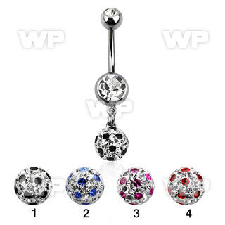 j61ykyf7 steel belly ring press fit double jewel ball dangling belly piercing