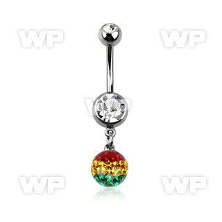 j61ykyfa steel belly ring press fit double jewel ball dangling belly piercing