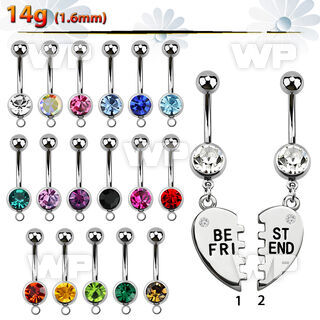 j61yty steel belly ring w best friends dangling length 10mm belly piercing