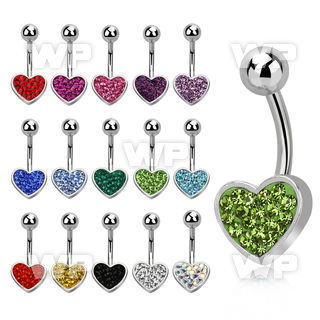 j61zlk steel belly ring heart shape lower part ferido glue cryst belly piercing