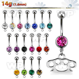 j61zly steel belly ring w dangling brass knuckle design length belly piercing