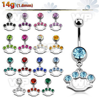 j61zt9 implant grade steel belly ring dangling knuckle