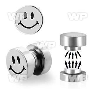 j8ms steel magnetic faux plug w smiley face 8mm