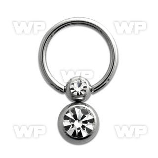 jebc2 surgical steel ball closure ring with two jewel balls