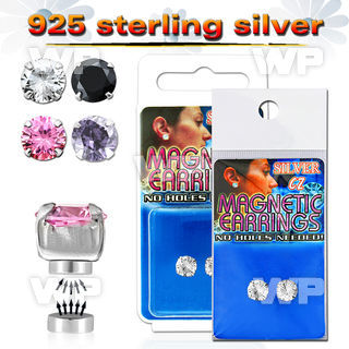 ji6gyj pair of silver fake magnetic ear studs 6mm round color belly piercing
