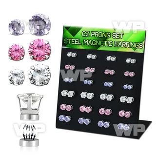 jieek display with magnetic 316l steel ear studs round prong ear lobe piercing