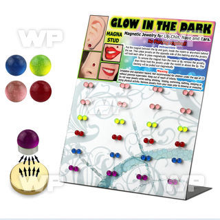 jiepl display with magnetic glow in the dark acrylic fake labre belly piercing