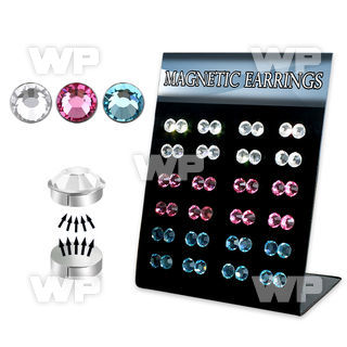jit0 board with 6mm round crystal magnetic earring s in mixed belly piercing