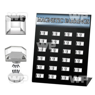 jitl board with 6mm square clear crystal magnetic earr studs belly piercing