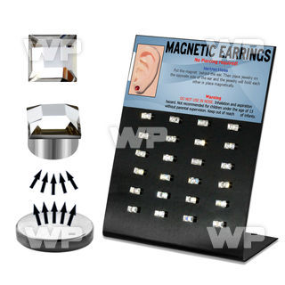 jitt board with 3mm square clear crystal magnetic earr studs belly piercing