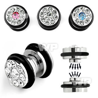 jmf6i steel magnetic fake plup crystals o ring s size 10mm belly piercing