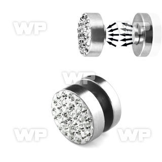 jmj6ep steel magnetic fake plup ferido glued multi crystal top belly piercing