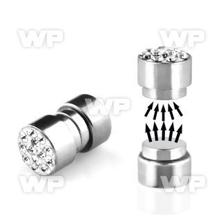 jmj6y steel magnetic fake plup ferido glued multi crystal top belly piercing