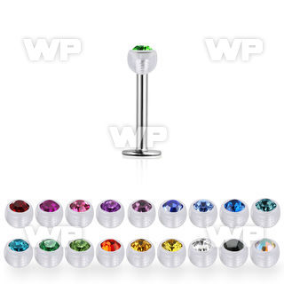 lbajb3 steel labret w a 3mm bio flex ball w bezel set crystal