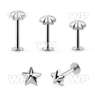 lbest5 surgical steel labret, 16g (1.2mm) w 5mm star shaped top