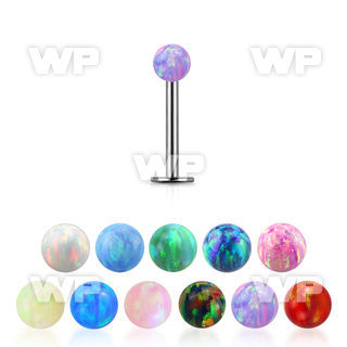 lbop3 316l steel labret with a 3mm synthetic opal ball