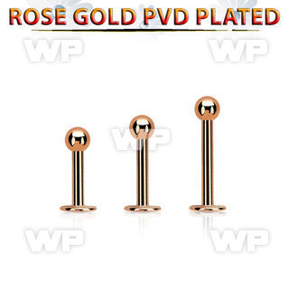 lbttb3g rose gold steel labret with a 3mm ball