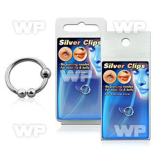 m236s fake silver 925 nose clip 2mm ball size 8mm belly piercing