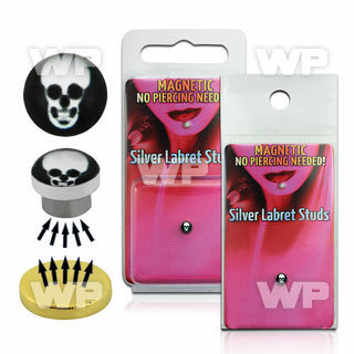 m2jby 4mm silver 925 magnetic fake labret stud stud skull on belly piercing