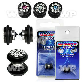m2jmepe black ion plated steel magnetic fake plug crystals o ri belly piercing