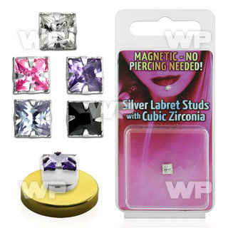 m2jv0j 4mm silver 925 magnetic fake labret stud stud square shap belly piercing