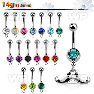 mcd517 steel belly banana w dangling up turned mustache design