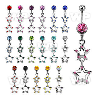 mcdsar6 steel belly banana w dangling double crystal stars