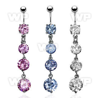 mcdz22 316l steel belly banana w round prong cz 3 cz stones