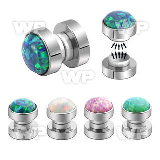 mpmo 316l steel magnetic fake plug w synthetic opal top