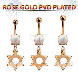 mrodsr rose gold steel belly banana w opal a david star