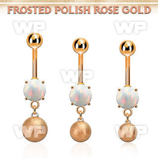 mrofott rose gold steel belly banana w opal a 8mm frosted ball