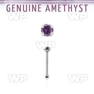 nbpge1 925 silver nose bone w a amethyst stone